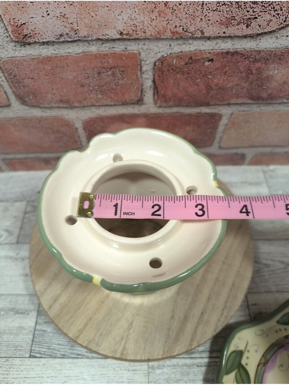 PARTY LITE Strawberry Fields Ceramic Candle Shade Topper 3.75x4.5” & Plate 6.25” - Picture 8 of 10
